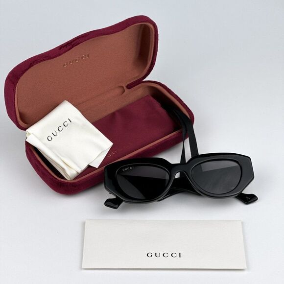 NEW Gucci GG1421S 001 Black Grey Cat Eye Women Sunglasses GG 1421S